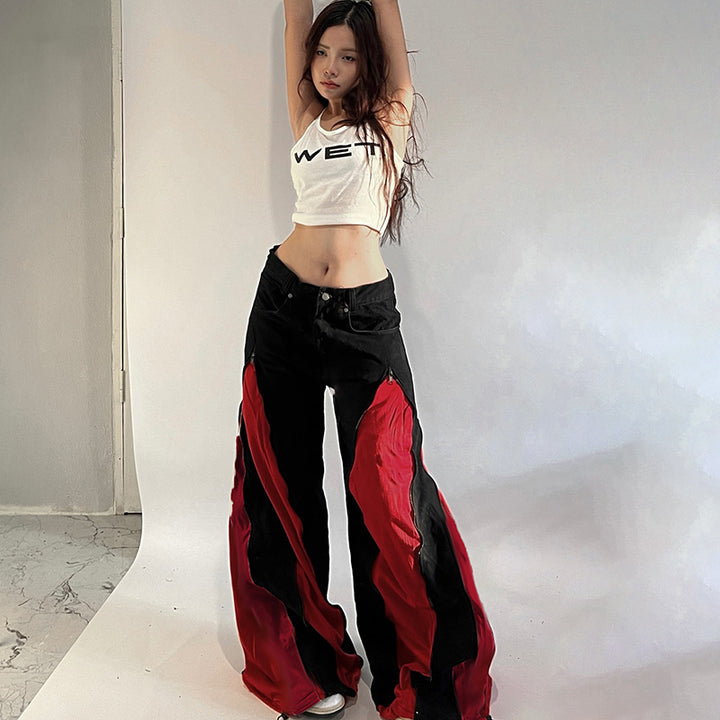 Dame sporty crop-top med moderne print og smale stropper Skjora