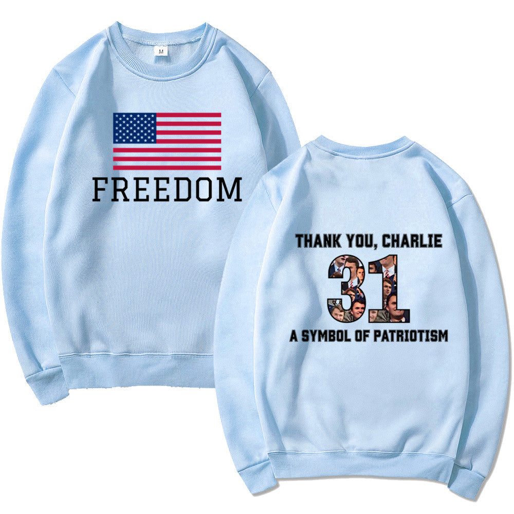 Kvinnesweatshirt med patriotisk trykk og mykt materiale Skjora