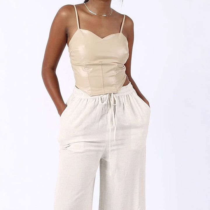 Dame Cropped Top med elegant V-utskjæring og figurnær passform Skjora