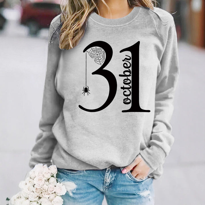Kvinne sweatshirt med kreativ Halloween motiv og komfortabel passform Skjora