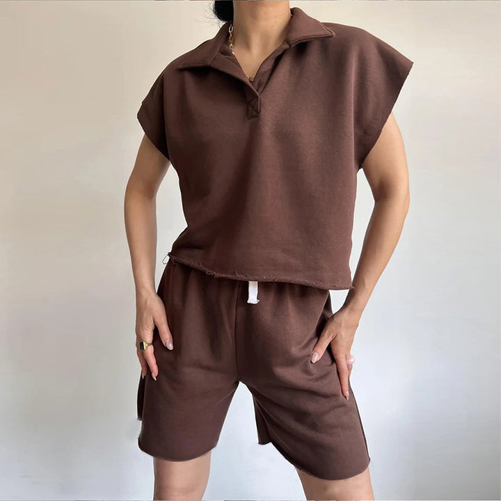 Damer casual polo skjorte og shorts sett Skjora