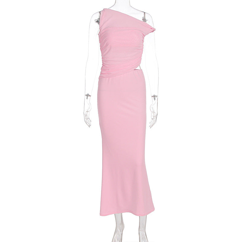 Damer Elegante omslagskjole med asymmetrisk design og rynking Skjora