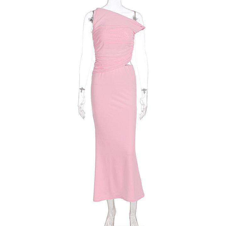 Damer Elegante omslagskjole med asymmetrisk design og rynking Skjora