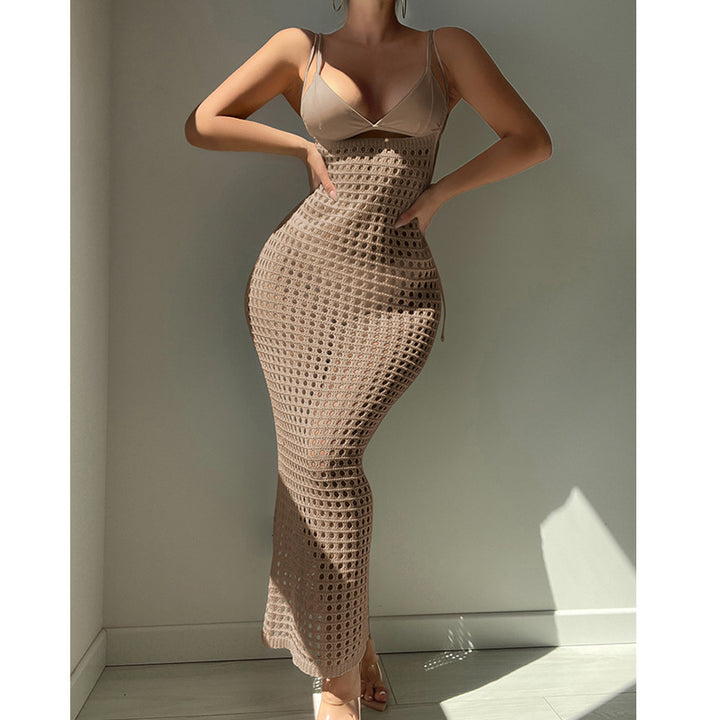 Damen Häkel-Maxikleid im figurbetonten Design Skjora