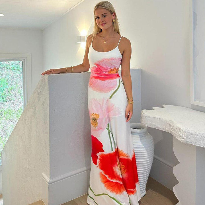 Dame maxikjole med blomsterdesign Skjora
