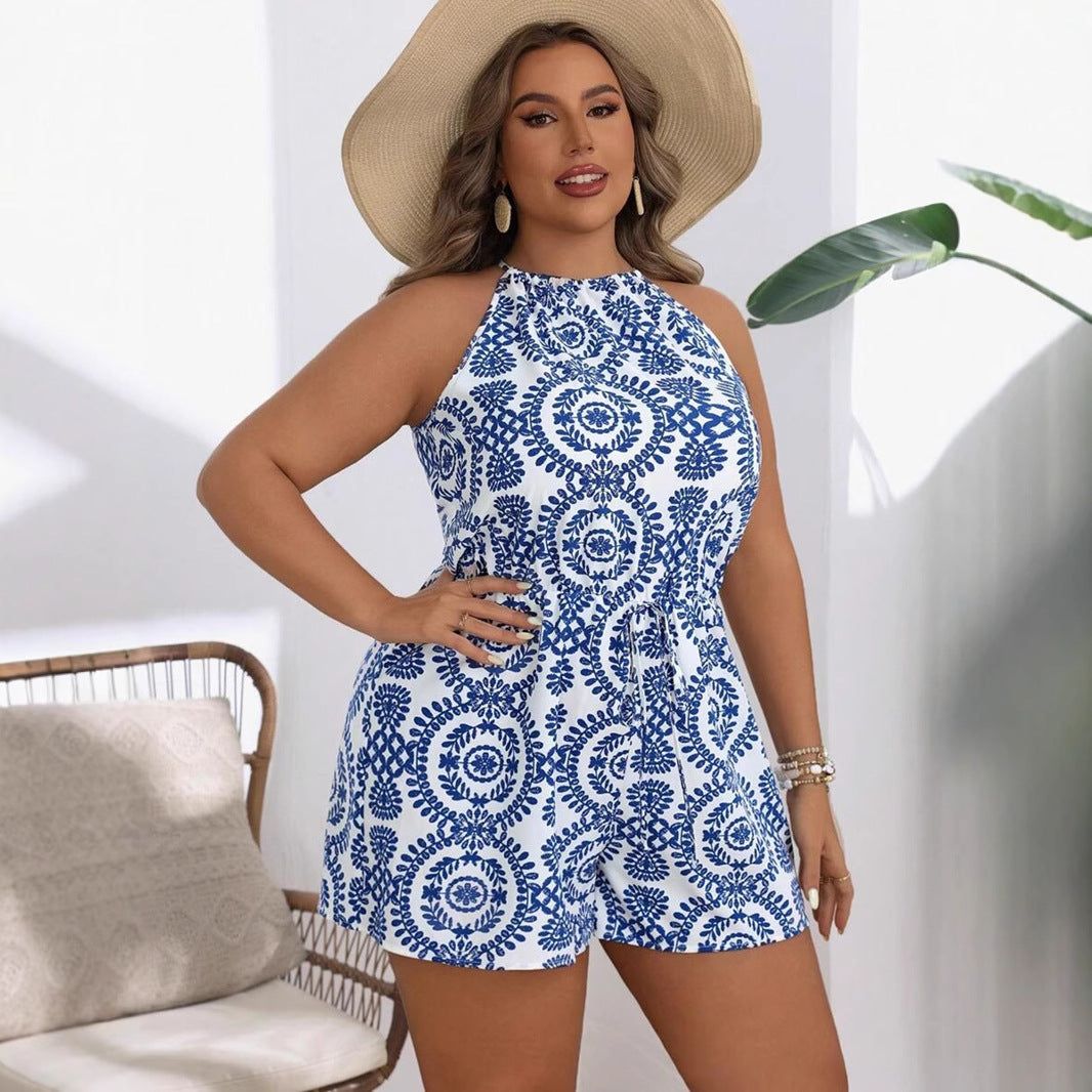 Dame Stilig Jumpsuit med elegant Halterkrage og Bindebånd Skjora