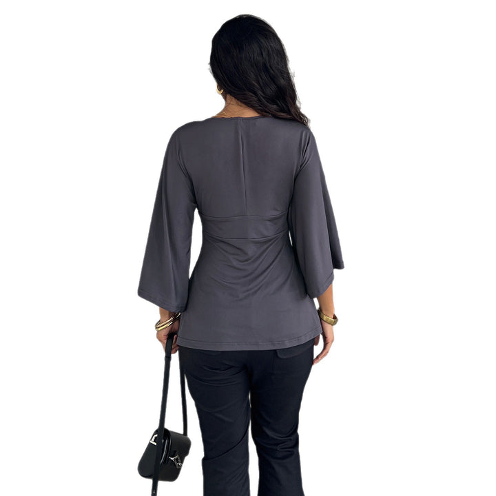 Damer Elegant Inn wraps med bred erm og V-hals Kjole