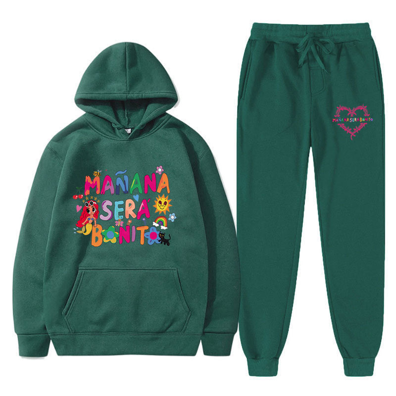 Kvinne Sweatshirt og Joggebukse Sett med Fargerik Trykk Skjora