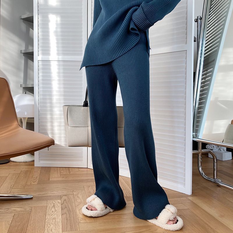 Damer Elegant Ribbet Strikket Sett Skjora
