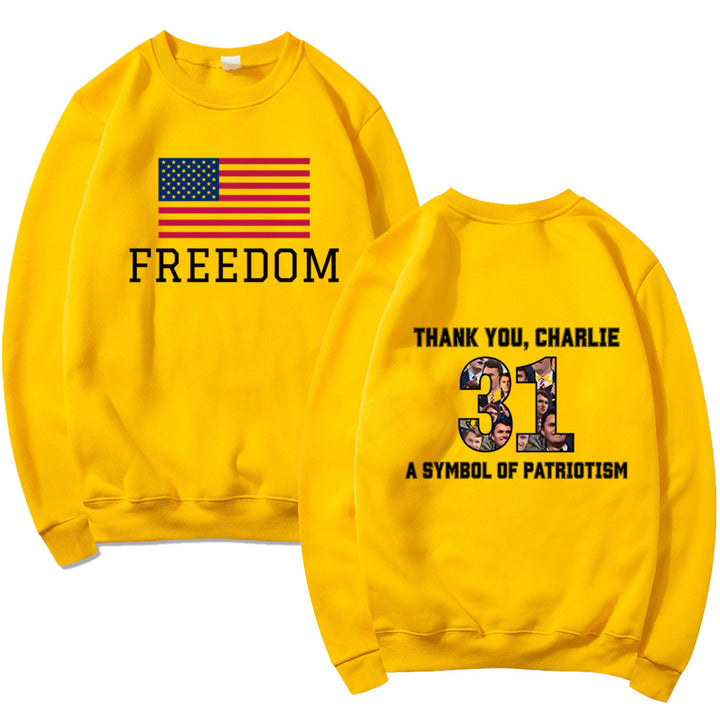 Kvinnesweatshirt med patriotisk trykk og mykt materiale Skjora