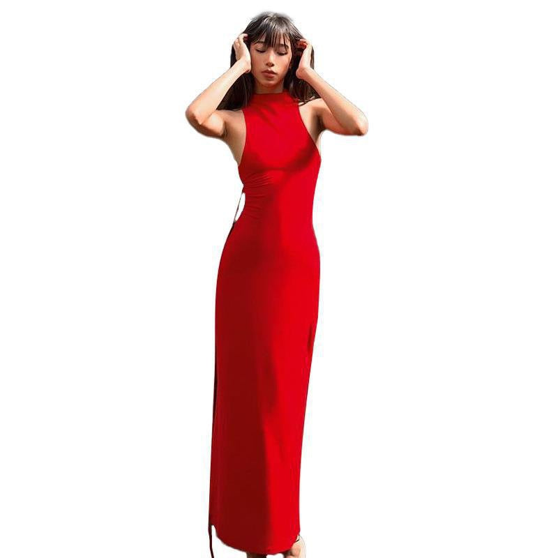 Damer Elegant Maxikjole med Cut-Out-detaljer og asymmetrisk krage Skjora