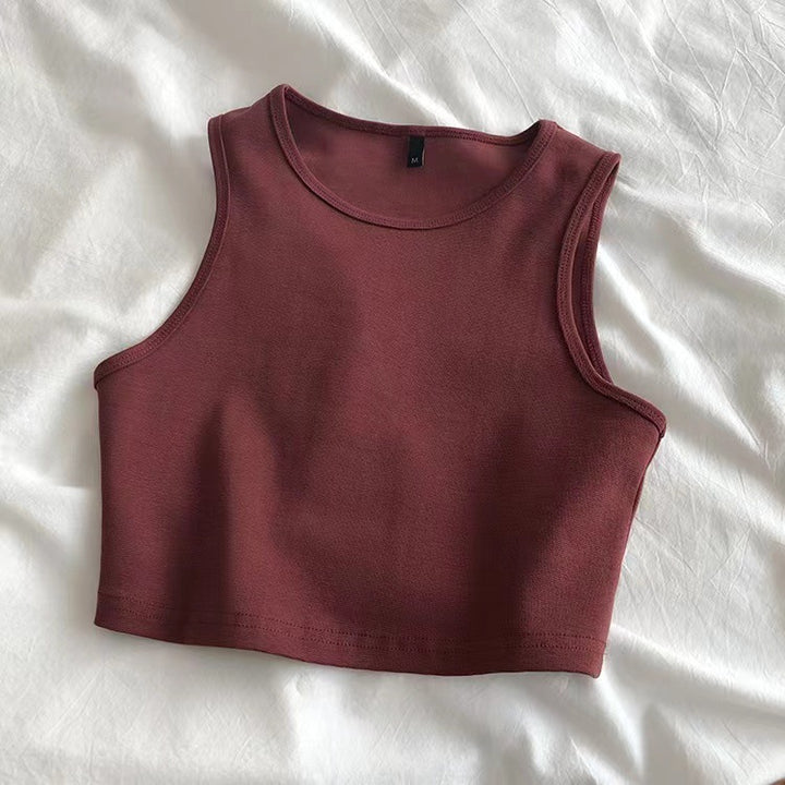 Dame crop top laget av pustende materiale med en figurnærende cut