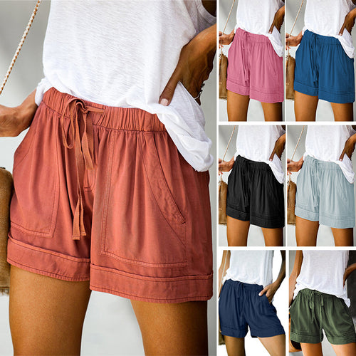 Damer Komfortable Sommer-shorts med elastisk midje og praktiske lommer Skjora