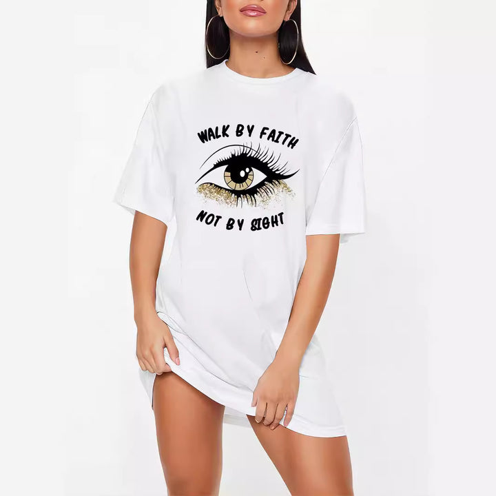 Dame Oversized T-skjorte med inspirerende tekst og iøynefallende grafisk design Skjora