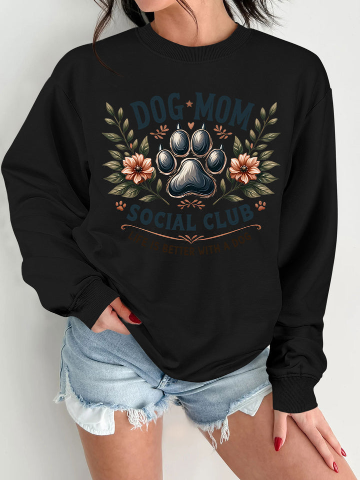 Kvinne sweatshirt med trendy hundemotiv og forbedret trykk Skjora