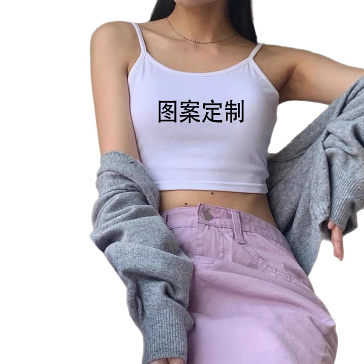 Dame Crop-Top med fine spaghetti-stropper og kroppsnær passform Skjora