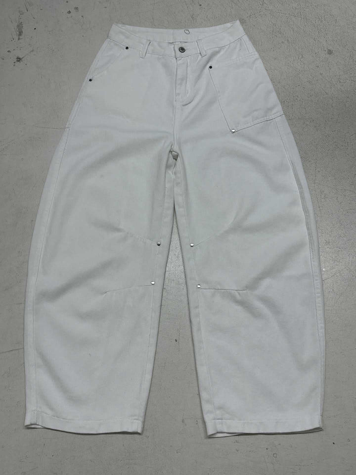 Dame Bredde Cargo-bukser med praktiske sidelommer og høy midje Skjora