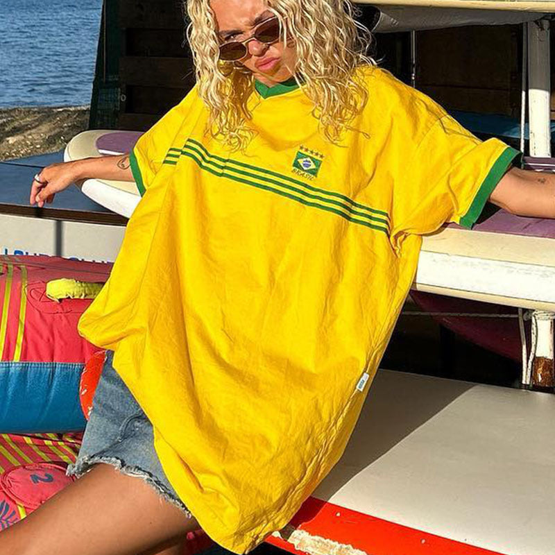 Damer sporty T-skjorte med avslappet London-print Skjora
