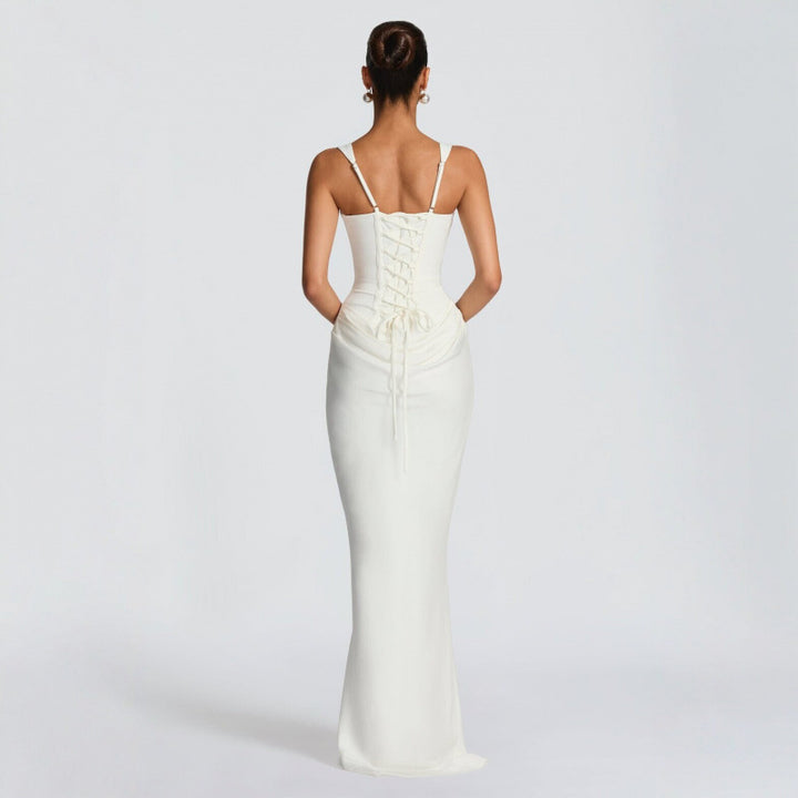 Dame Elegant Maxi-Kjole med raffinerte Draperinger Skjora