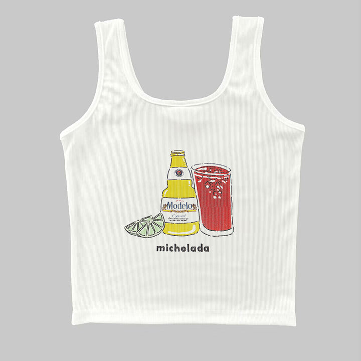 Dame Tanktop med leken gastronomi-motiv Skjora