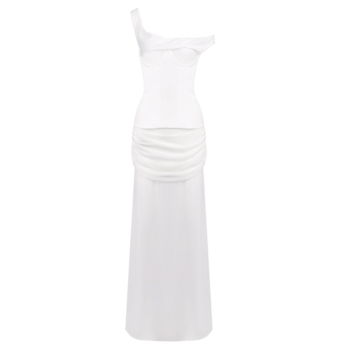 Damer Elegant Maxikjole med asymmetrisk design og sofistikerte draperinger Skjora
