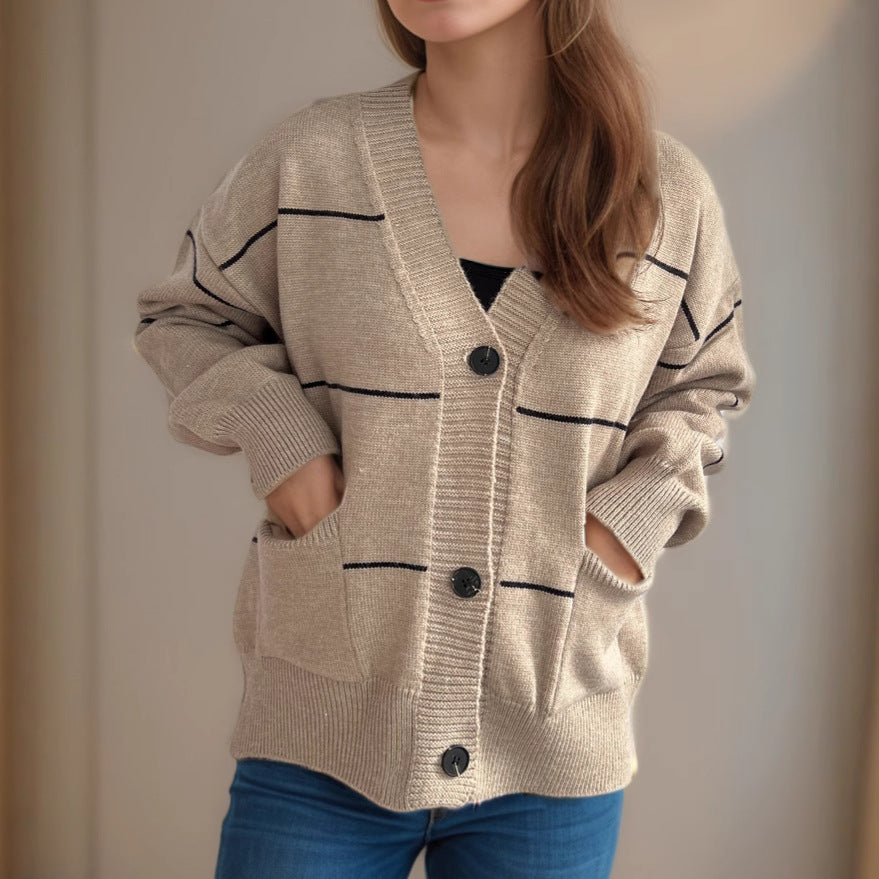 Damer koselig cardigan med lommer og knappe detaljer Skjora