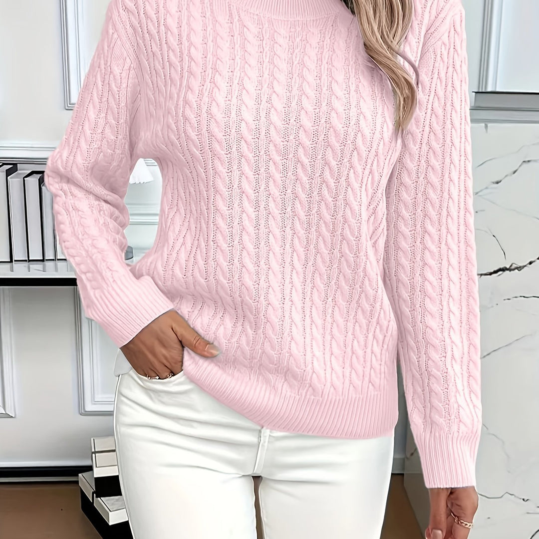 Women's Knitted Sweater with Elegant Cable Design Skjora