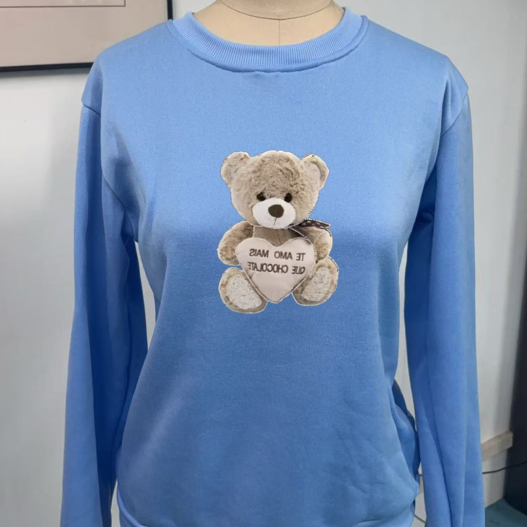 Damegen Sweatshirt med brodert bjørnemotiv Skjora