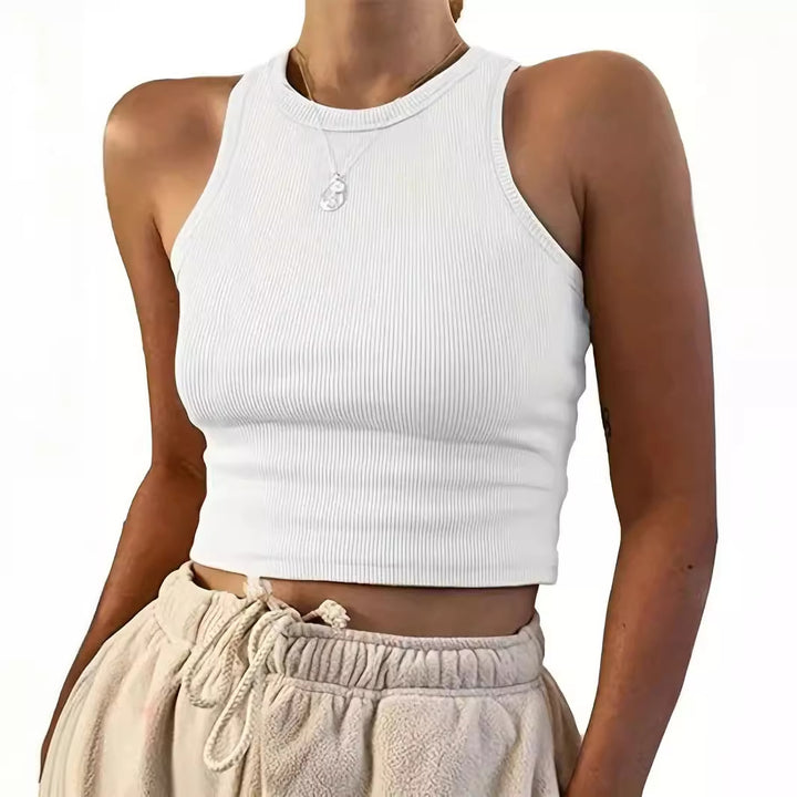Damer tettsittende Crop-Top med strukturert ribbedesign Skjora