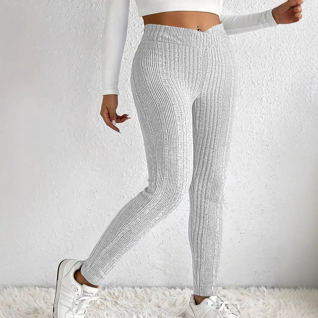 Dameformede leggings med stilige stripete mønster Skjora