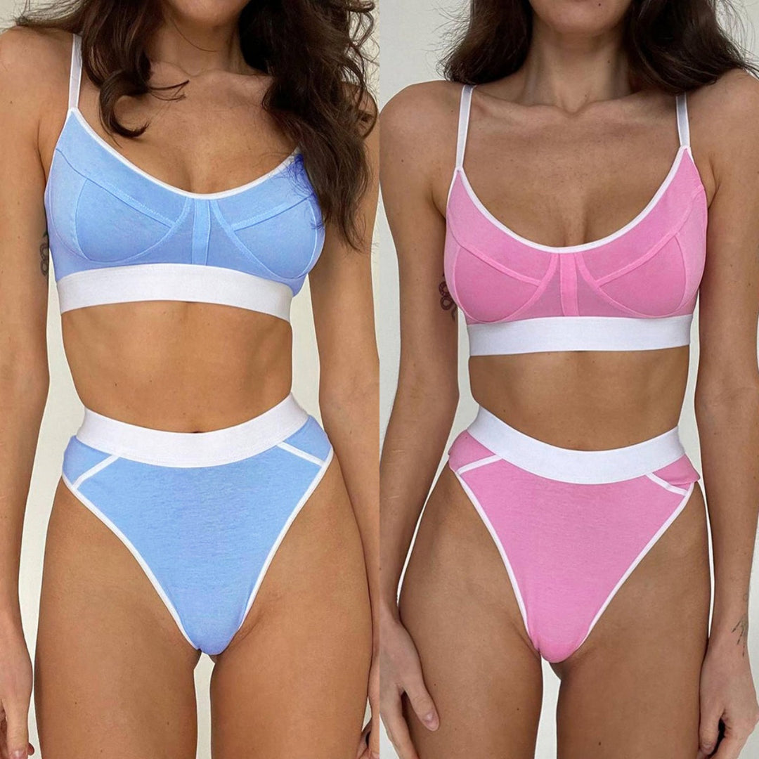 Damer Sporty Bikini-set med justerbare stropper og høy skjæring Skjora