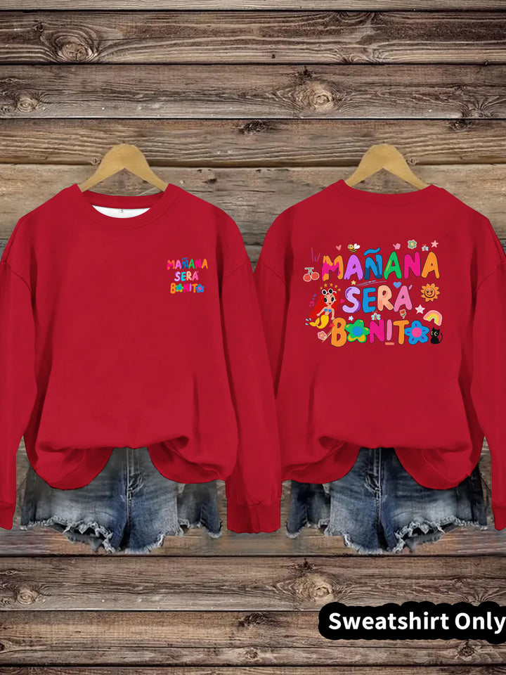 Dame sweatshirt med lekent fargerikt trykk og avslappet passform Skjora