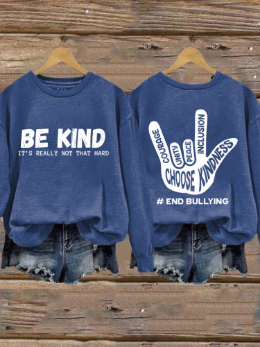 Dame sweatshirt med positiv melding og kreativ hånddesign Skjora