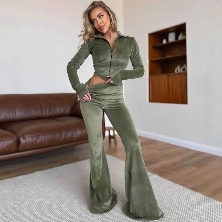 Kvinnenes casual fleece jumpsuit med høy krage og bred ben Skjora