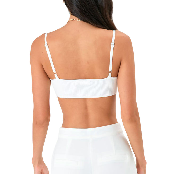 Dame Crop-Top med ribbestruktur og justerbare spaghetti-stropper Skjora