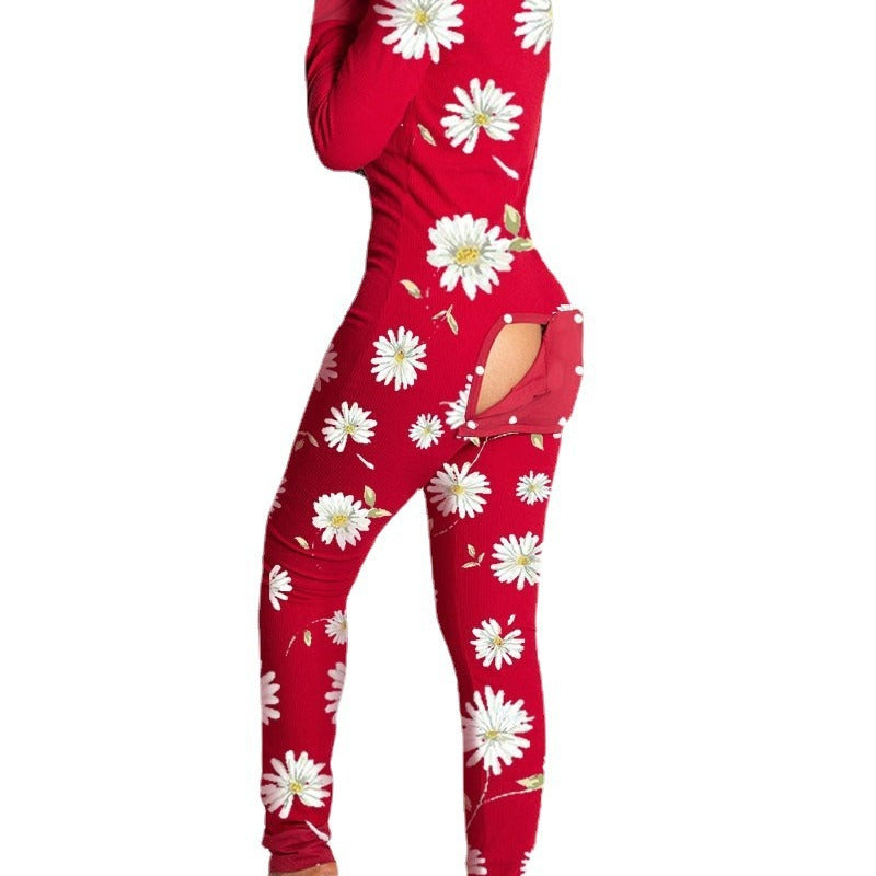 Dame onesie med hjertemotiv og koselig stoff Skjora