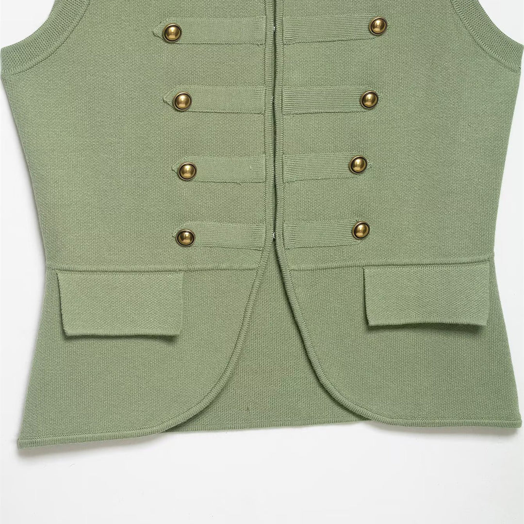 Damer raffinert utility-vest i militærstil med knappe-detaljer Skjora