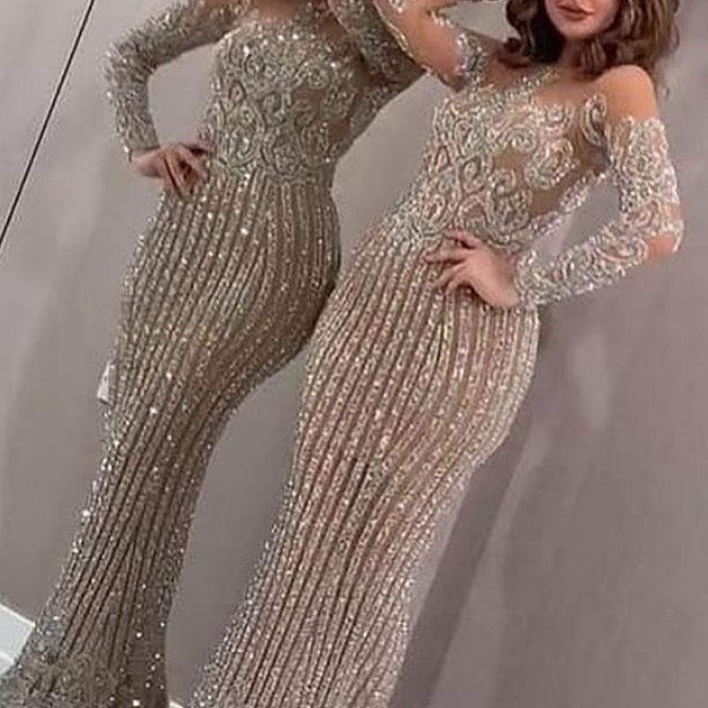 Kvinnenes elegante kveldsdrakt med glitrende paljetter og slim fit Skjora