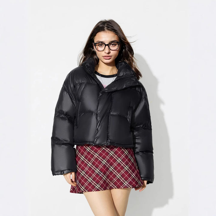 Kvinnenes fashionable dunjakke med dropped skuldre og trendy krage Skjora