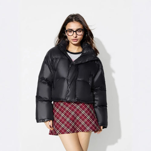 Kvinnenes fashionable dunjakke med dropped skuldre og trendy krage Skjora