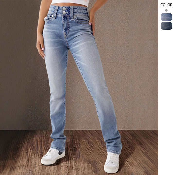 Dame Høyt Liv Jeans i Vintage Utseende med figurnær passform Skjora