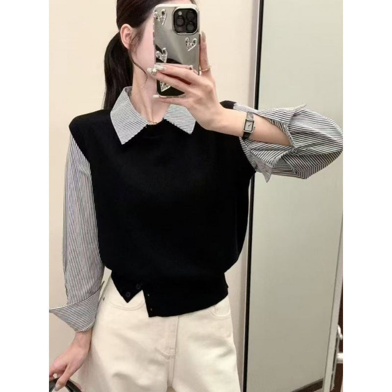 Women's relaxed jumper with elegant shirt socks and textured look Skjora