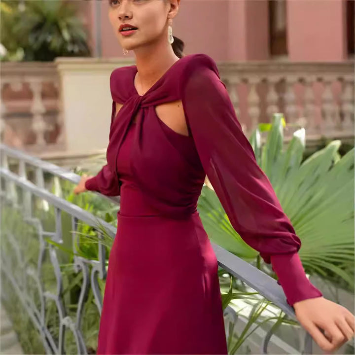 Damer Elegant Chiffonkjole med Cut-Out-detaljer Skjora