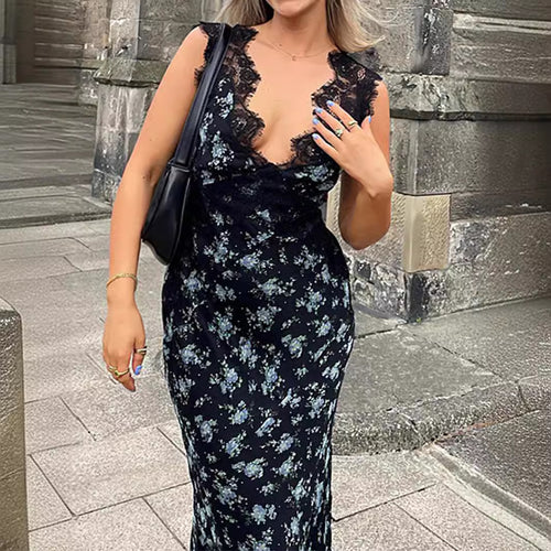 Dame Maxikjole med florale spissdetaljer Skjora