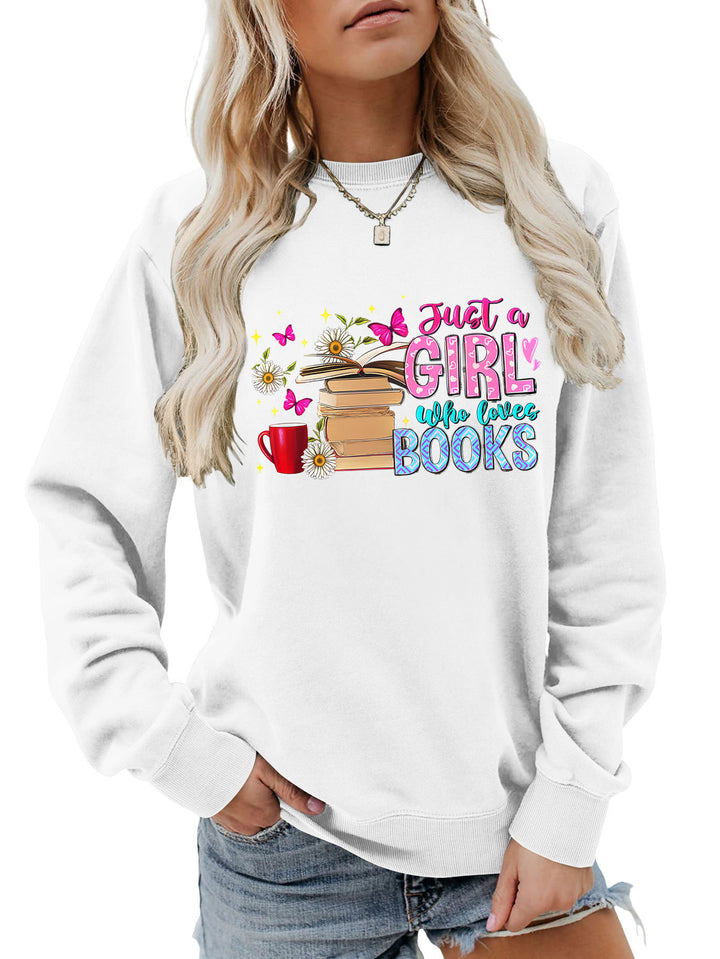 Dame sweatshirt med iøynefallende bokmotiv og ledig passform Skjora