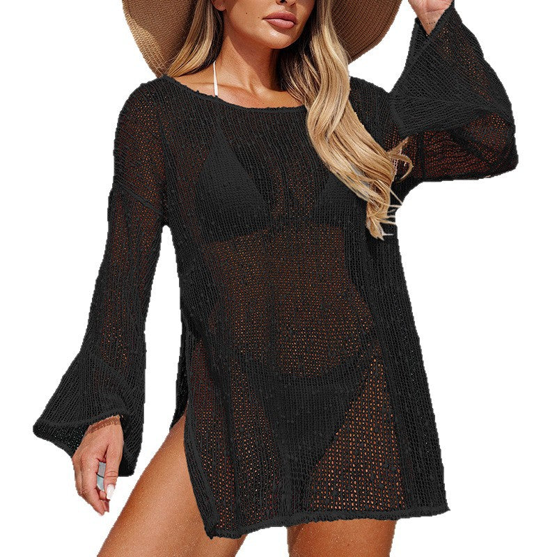 Damen transparente Strandbluse mit funkelndem Effekt Skjora
