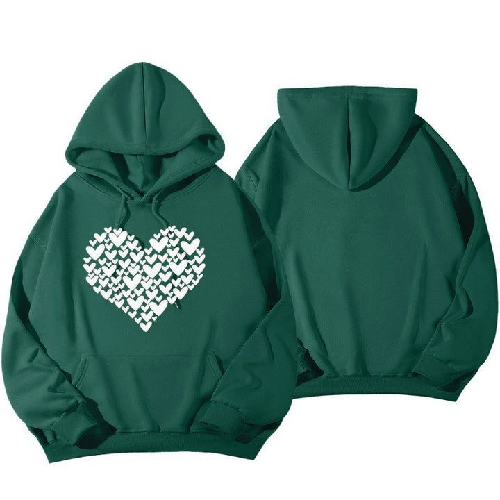 Dame Hoodie Sweatshirt med Stor Hjerte Design Skjora