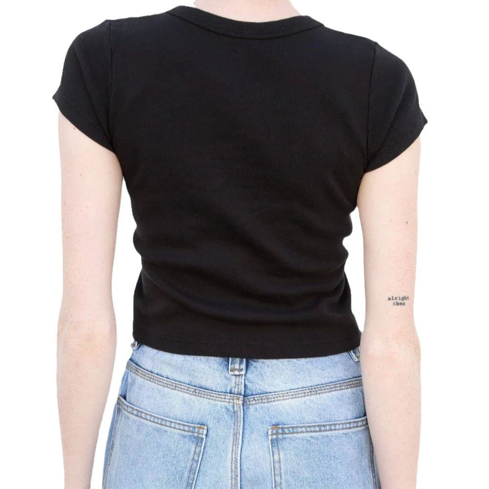 Dame Crop-Top med kreativ grafisk trykk og avslappet snitt Skjora