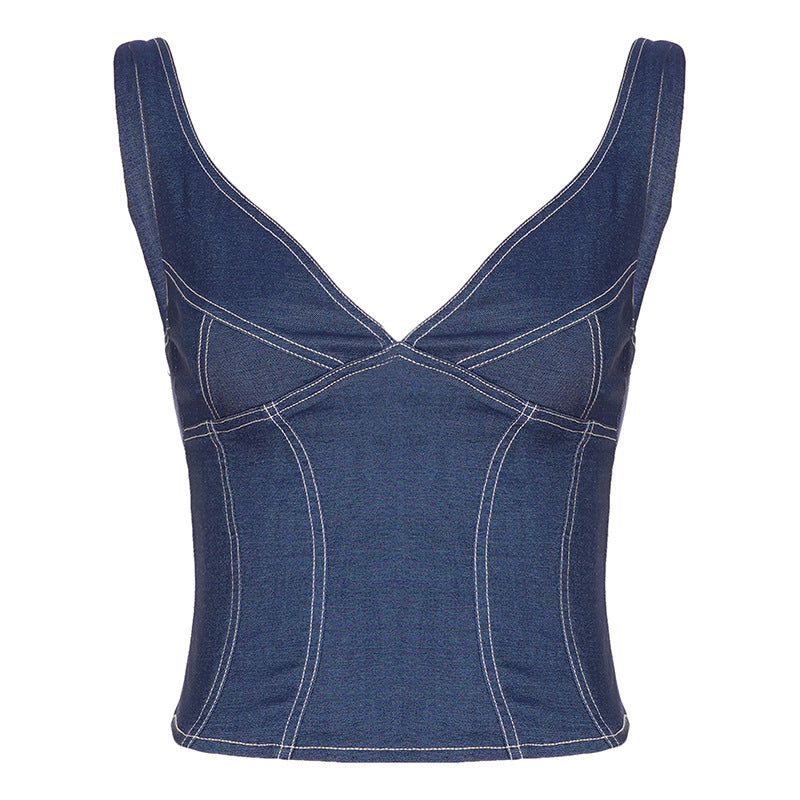 Dame Komfortable Caprijeans med dekorative knapper Skjora