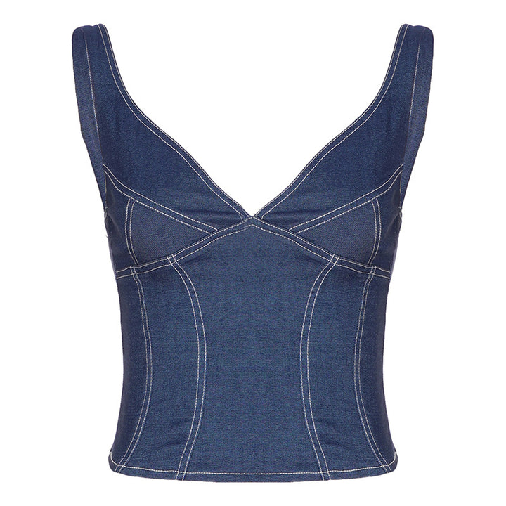 Dame Komfortable Caprijeans med dekorative knapper Skjora